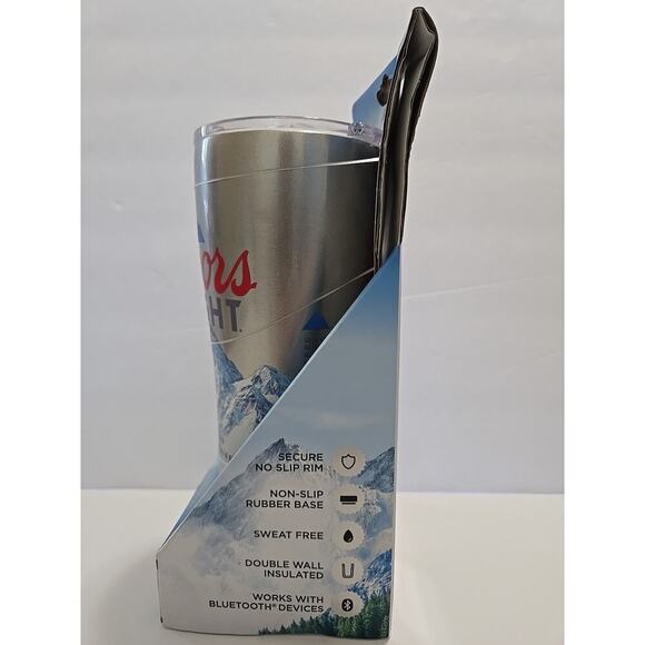 Coors Light Stainless Steel Tumbler Cooler w/ Speaker Grey NIB - Picture 2 of 16